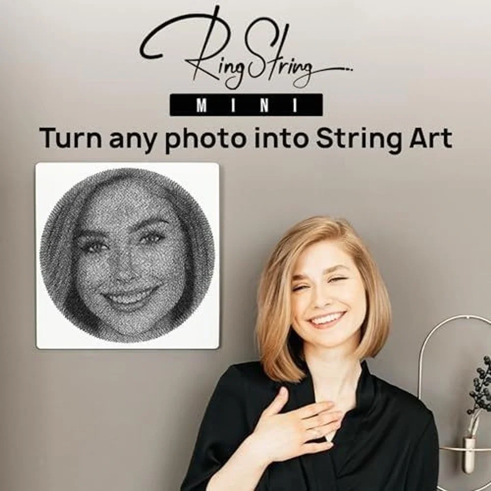 RINGSTRING Mini String Art Kit DIY Custom Photo Portrait 35x35cm Art